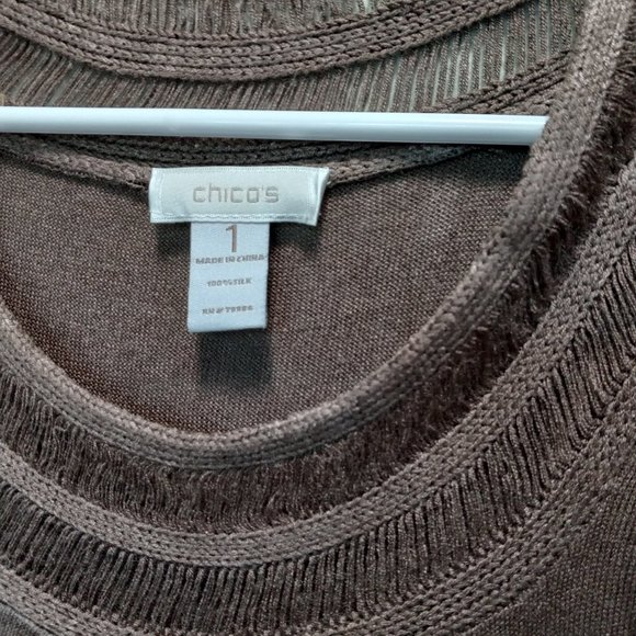 Chico's Size 1 (Small) Mocha Color Round Neck Tank Top (T-197) - Picture 5 of 5